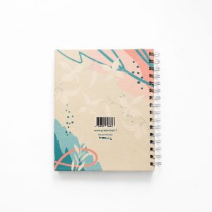 CUADERNO MEDIO OFICIO PUNTOS DISEÑO FLORES BLANCAS