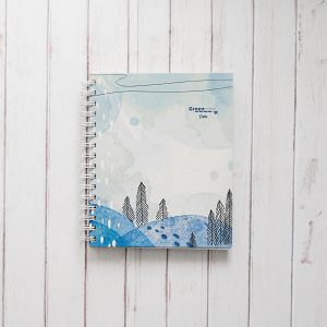 CUADERNO MEDIO OFICIO LINEAS, DISEÑO BOSQUE AZUL