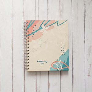 CUADERNO MEDIO OFICIO PUNTOS DISEÑO FLORES BLANCAS